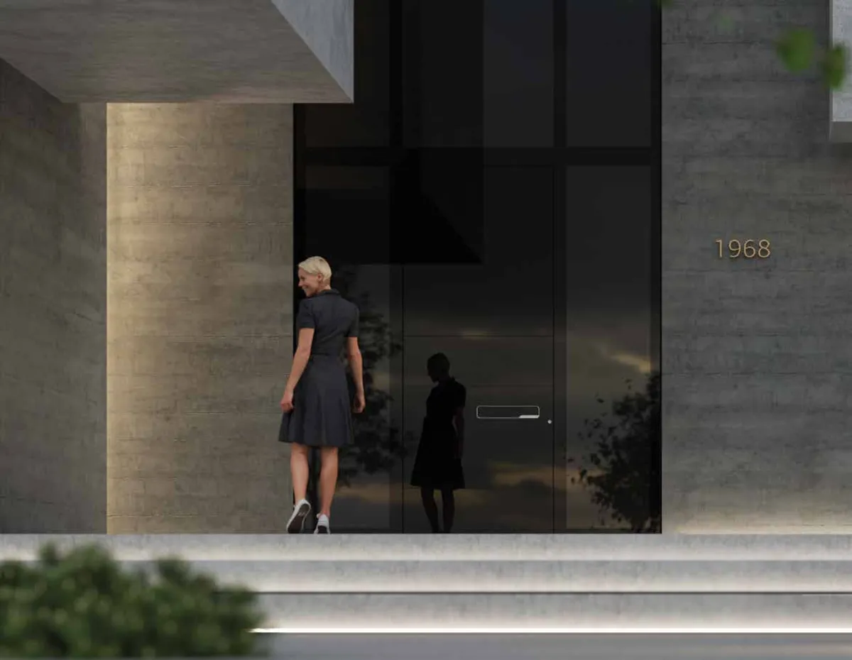 Pirnar Ultimum Haustür mit Betonarchitektur in Ostelsheim