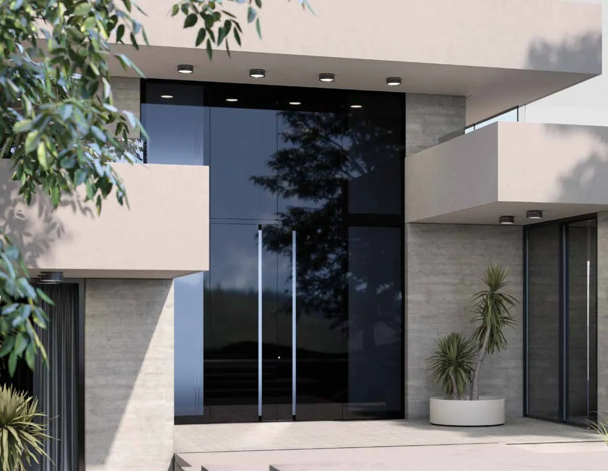 Pirnar Ultimum Glas-Doppeltür an Betonvilla in Pfalzgrafenweiler