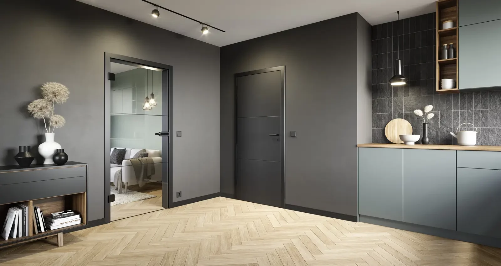 Ganzglastür im Loftdesign von Hörmann mit Zimmertür DesignLine